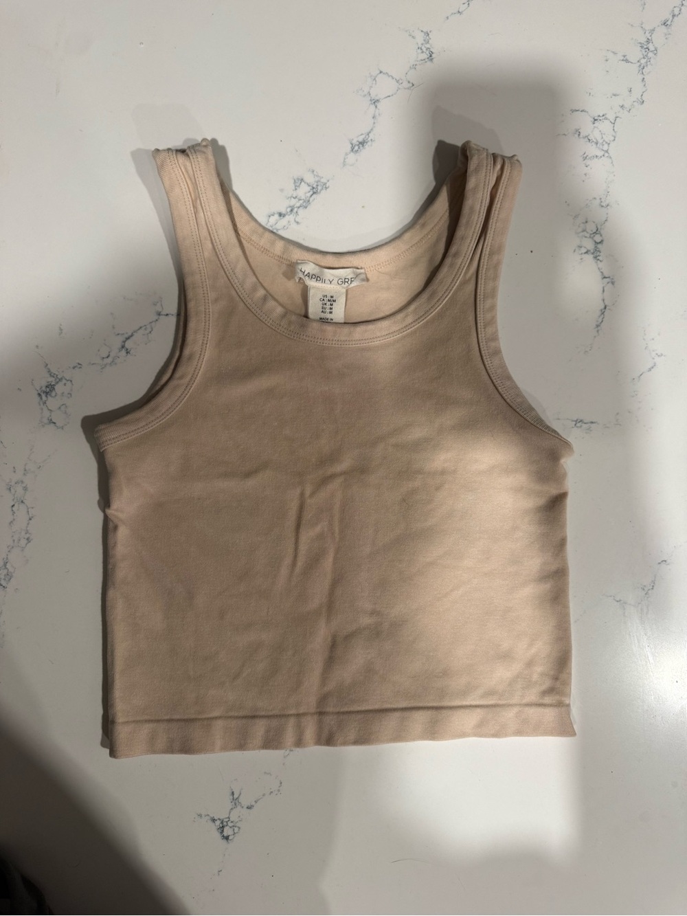 Happily Grey Neutral Beige Rib Tank
